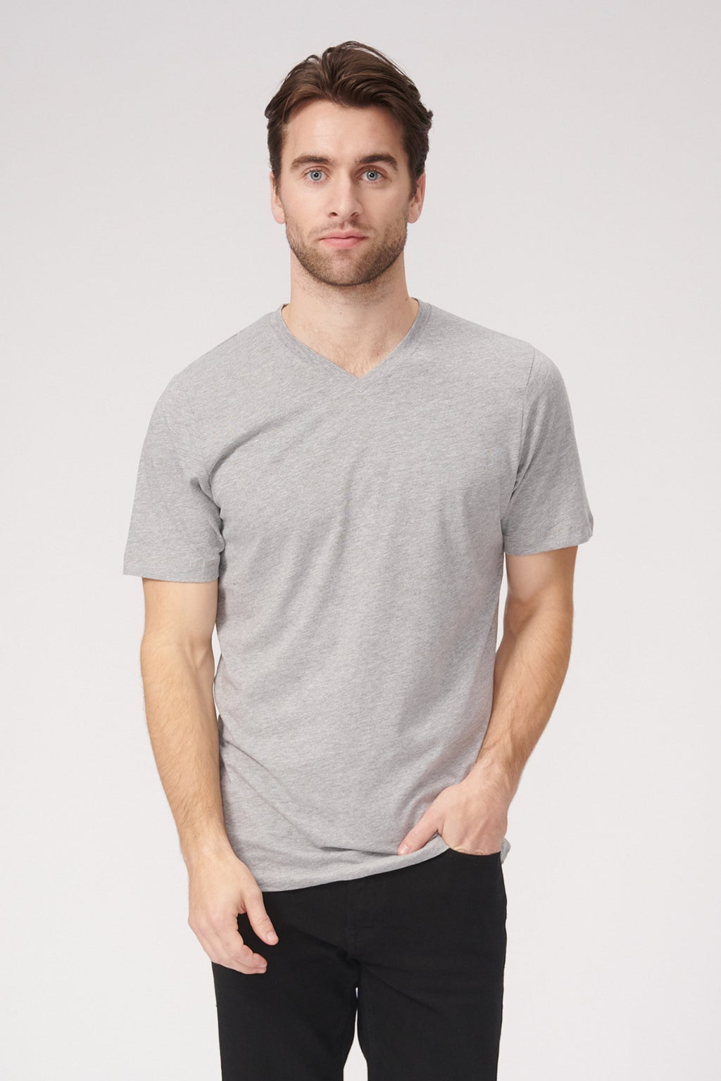 T-shirt Vneck de base - Oxford Gray