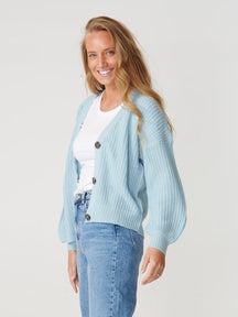 Button Cardigan - Blue fog