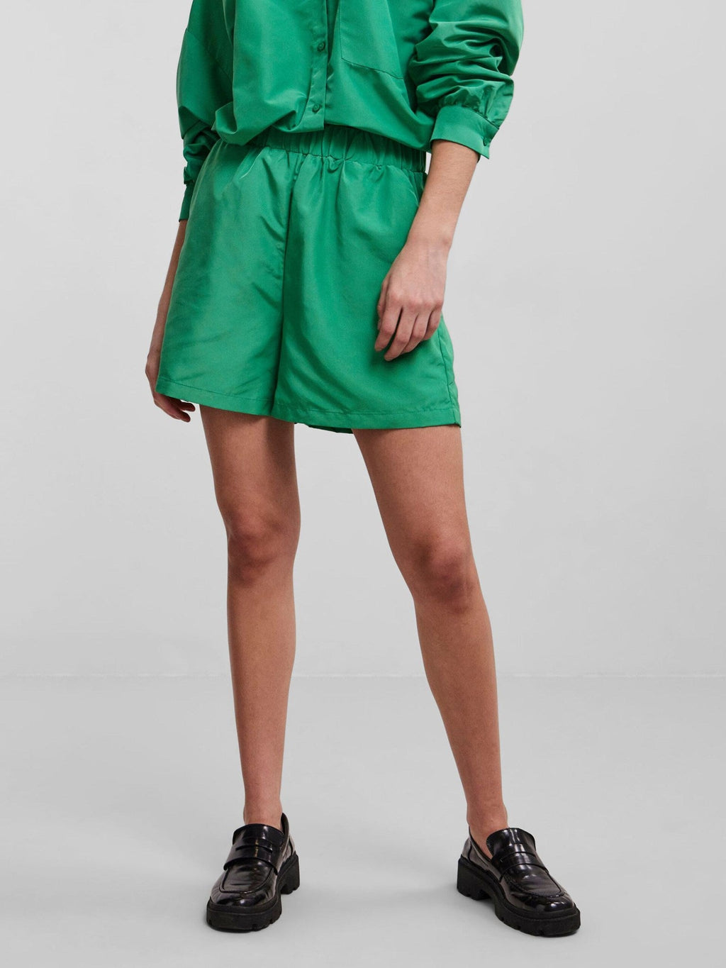 Chrilina High Taies Shorts - Green simple