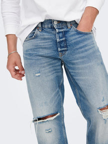 Edge Loose Jeans - Light Blue Denim