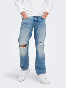 Edge Loose Jeans - Light Blue Denim