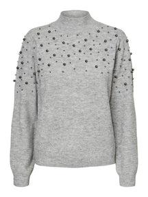 Emilia High Neck Sweater - Light gray