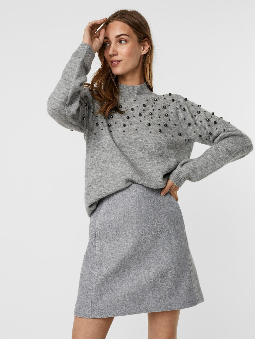 Pull à col haut Emilia - Gris clair