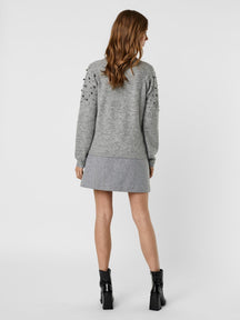 Emilia High Neck Sweater - Light gray