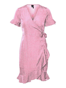 Robe enveloppante au henné 2/4 - prisme rose