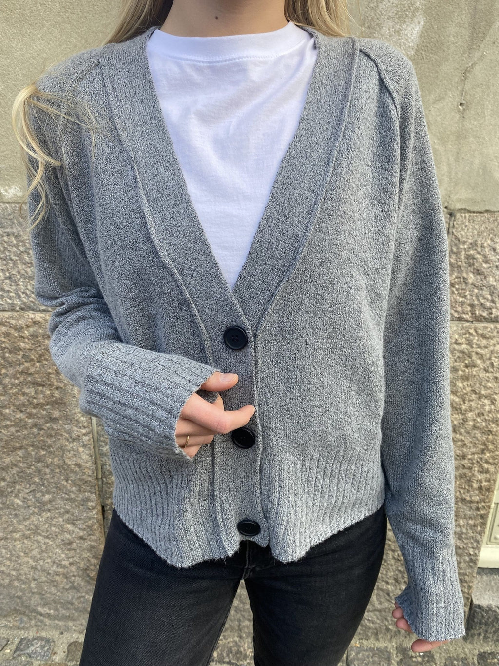 Ian Long Sleeve Cardigan - Medium Gray