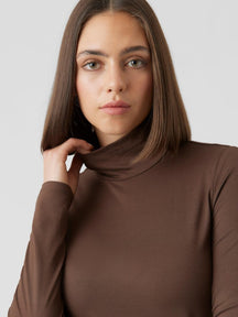 Ina High Neck Top - Coffee Bean