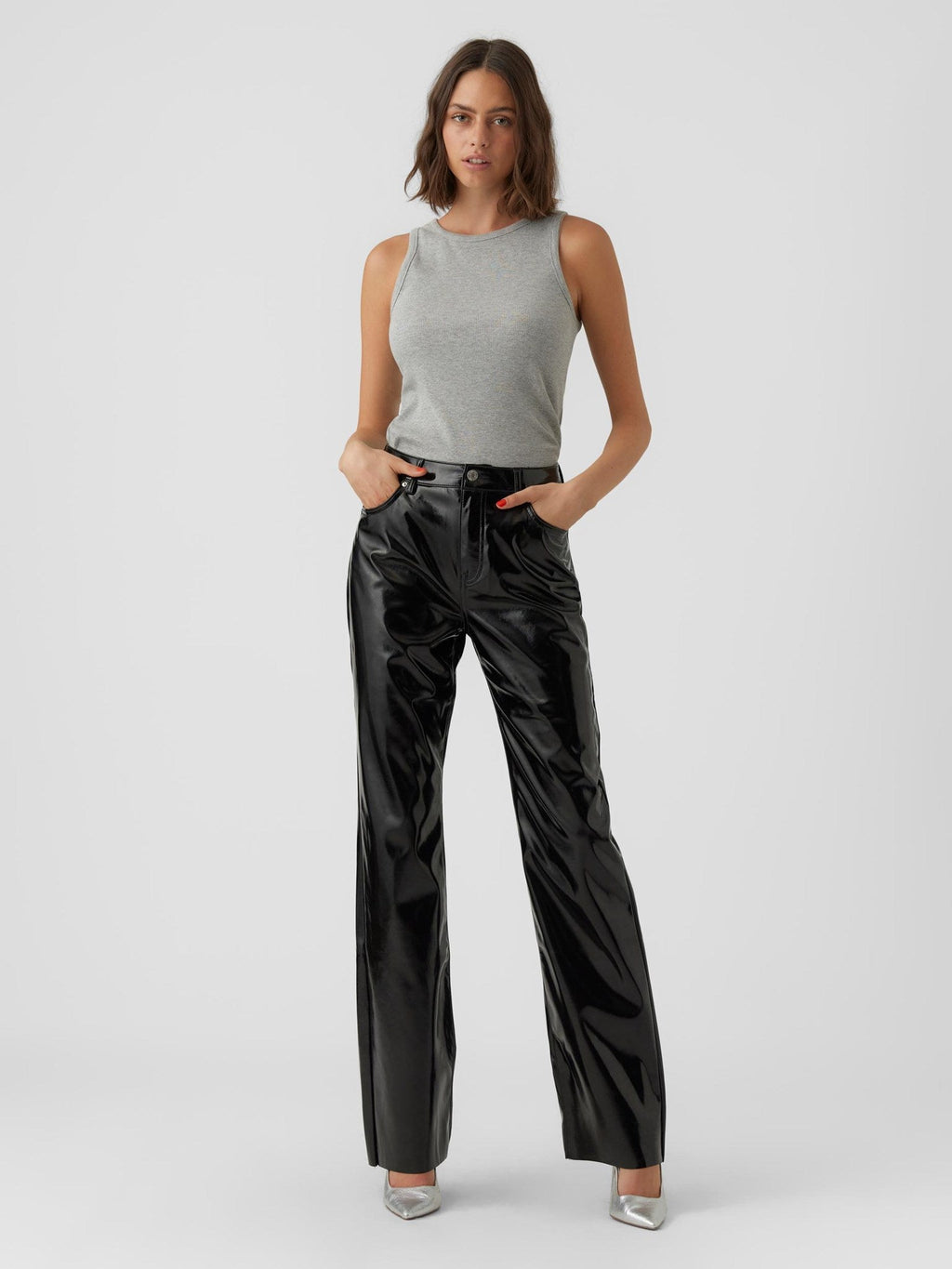 Kithy Loose Glossy Pants - Noir