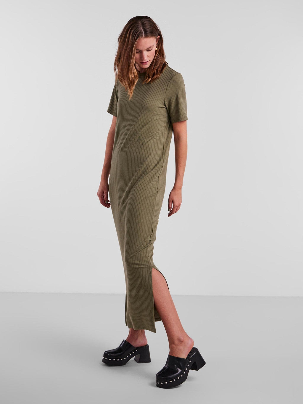 Kylie O-Neck Maxi Kjole - Lichen Deep Green