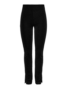 Lina High Waist Slit Pants - Sort