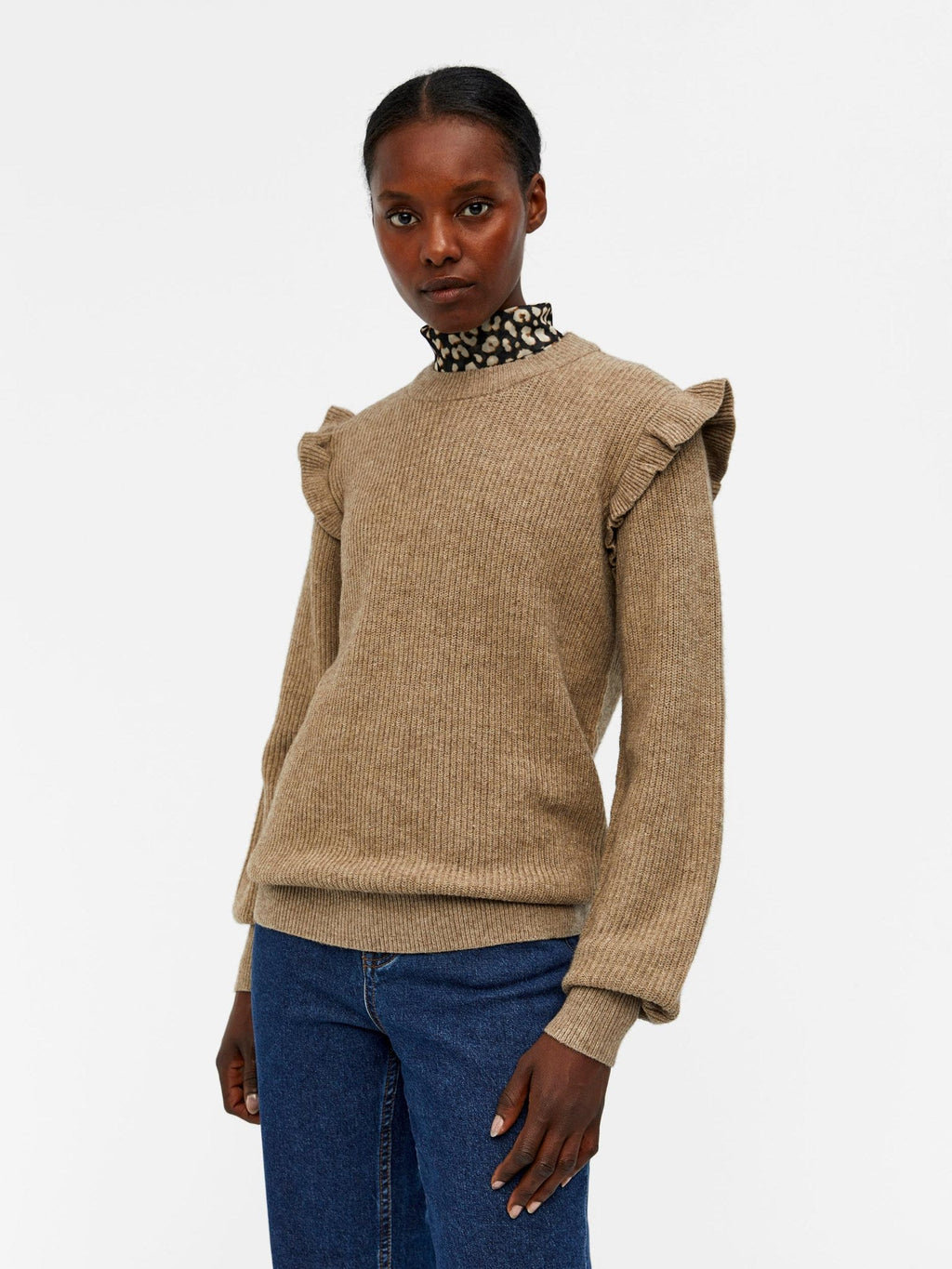 Malena Ruffle Pullover Strik - Fossil