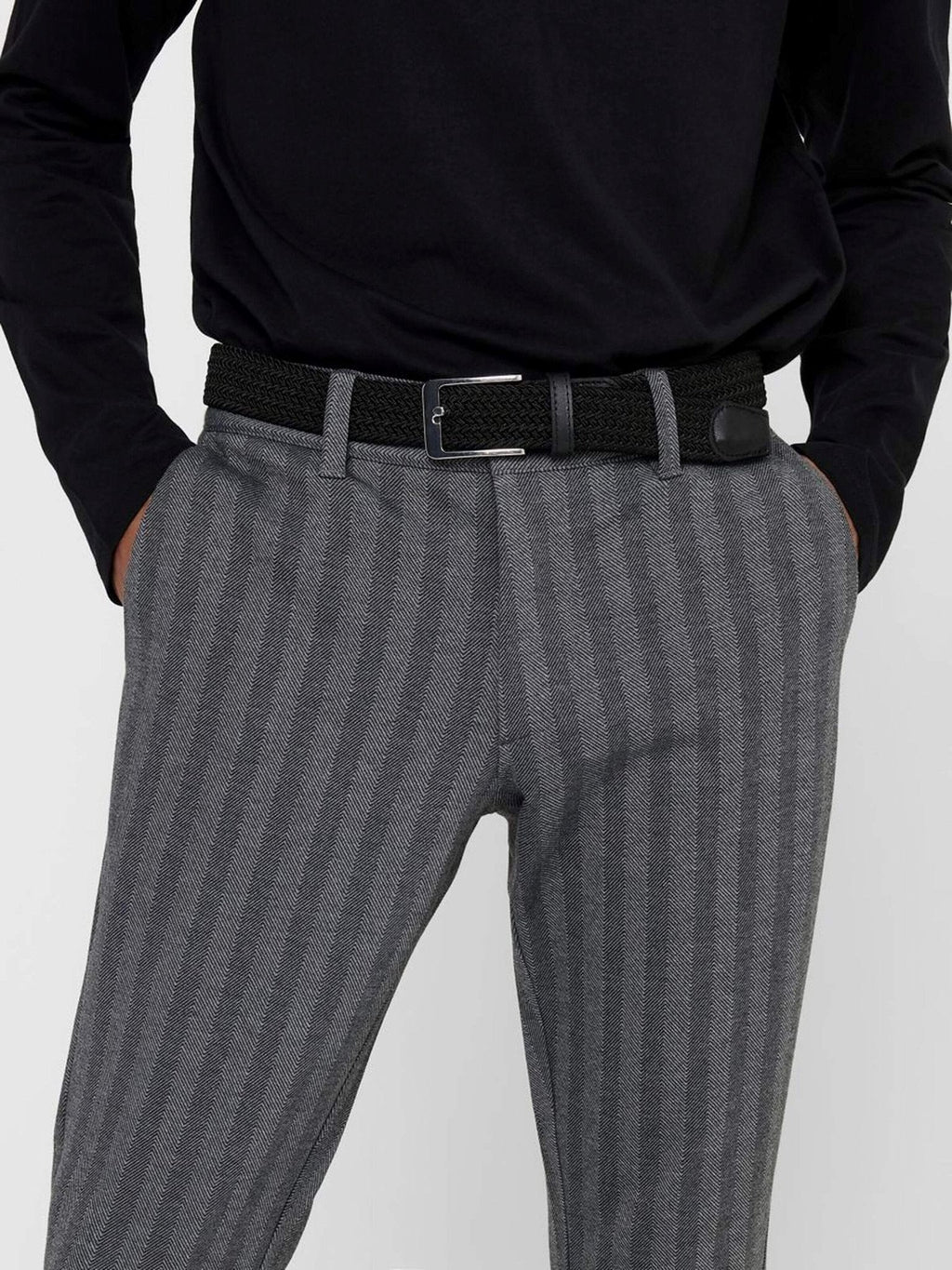 Mark Pants Stripy - Gris clair