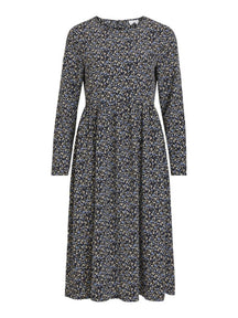 Nadia Midi Robe - Black-Floral