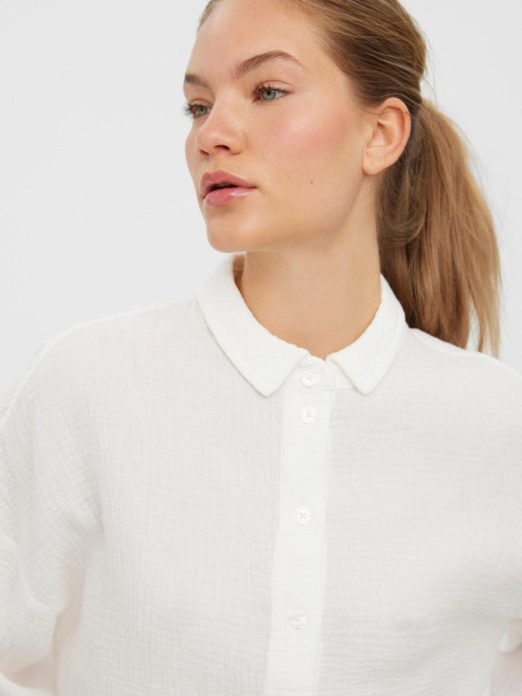 Natali 3/4 Crop Shirt - Snow White