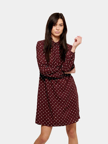 Printed Shirt Dress - Red