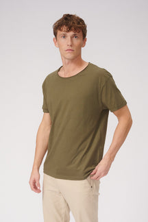 T-shirt à cou brut - vert olive