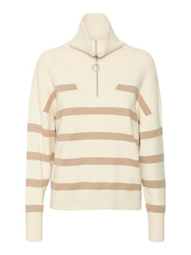 Saba Stripe Half-Zip Blouse - Brunch Brown