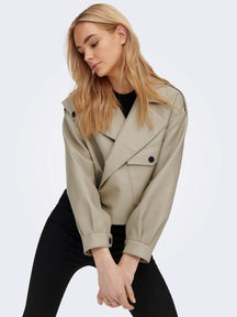 Smokey Faux Leather Jacket - Crockery