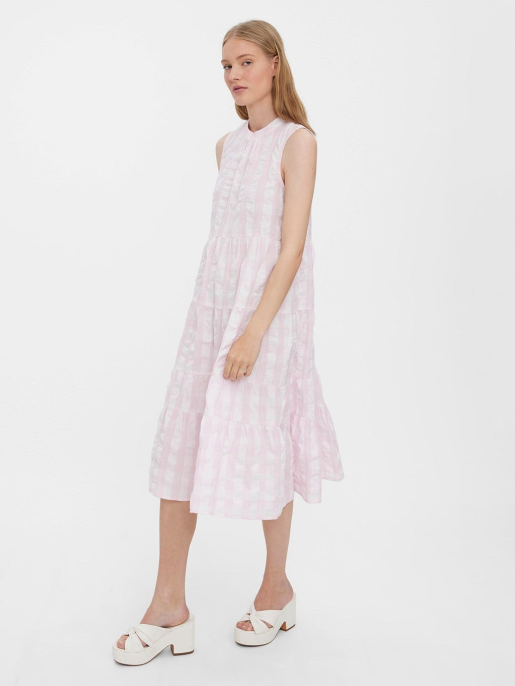 Sody Calf Highneck Dress - Light Lilac