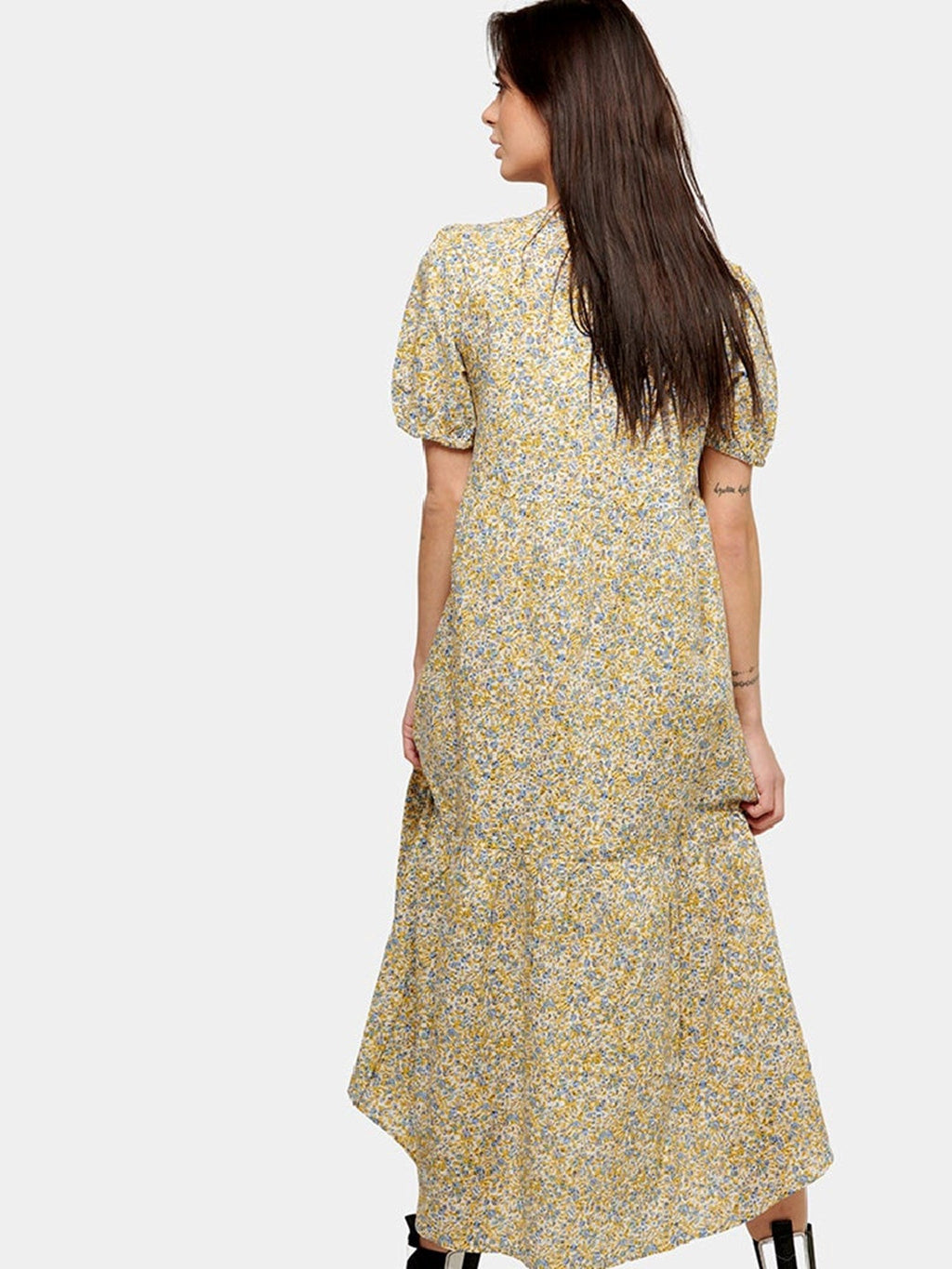 Sofie Long Dress - Blue & Yellow Floral