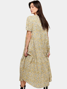 Robe longue Sovie - floral bleu et jaune