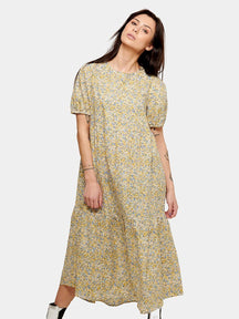 Robe longue Sovie - floral bleu et jaune