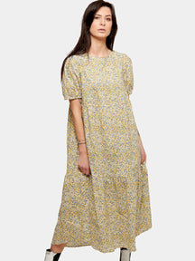 Robe longue Sovie - floral bleu et jaune