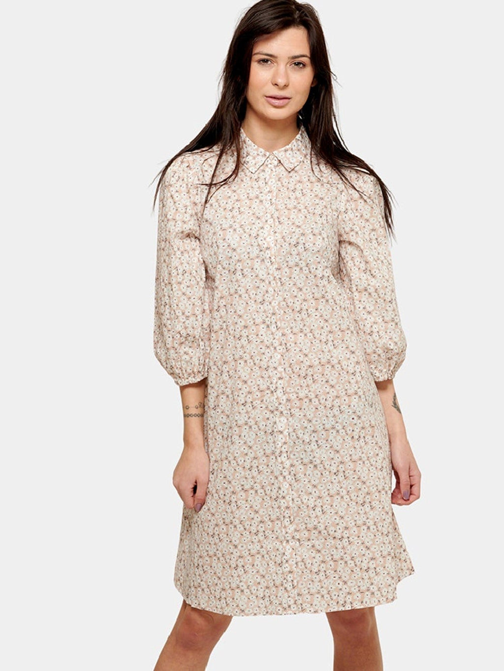 Sofie Shirt Dress - Beige Floral