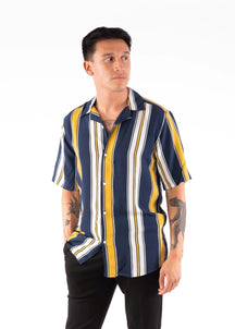 Chemise à manches courtes à rayures - jaune-blanc-blanc