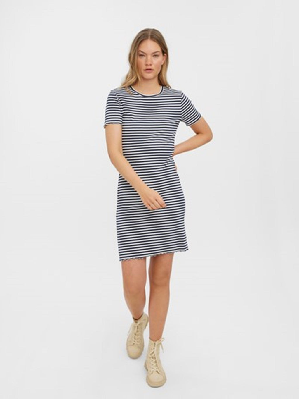 Vio Stripe Short Dress - Navy Blazer