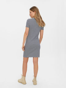 Vio Stripe Short Dress - Navy Blazer