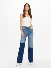 Zikka Color Block Pants - Medium Blue Denim